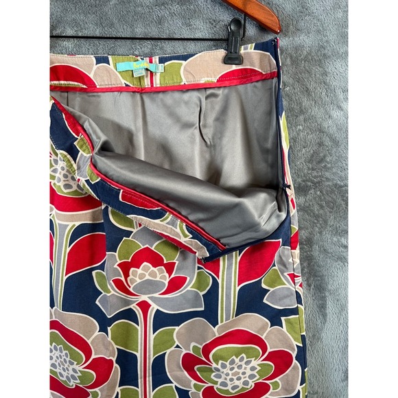 Boden Skirt Womens 8 Multicolored Lotus Flower Pencil Skirt 100% Cotton - Picture 5 of 9